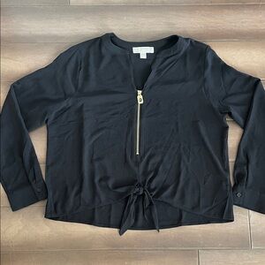 MICHAEL Michael Kors Black Blouse with Gold Zipper